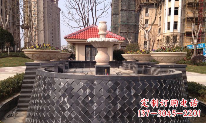 日照小区景观大理石喷泉石雕 (3)
