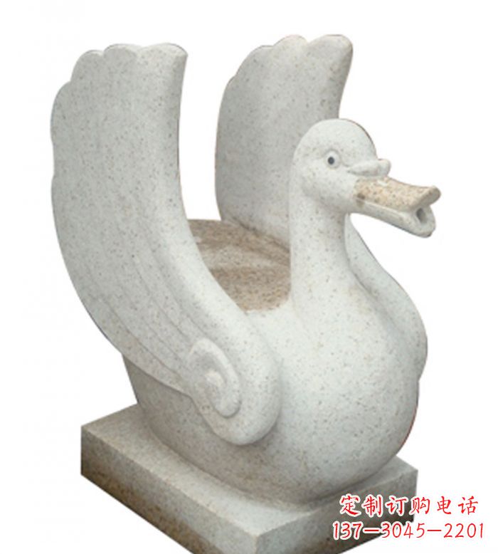 日照小区景观大理石天鹅喷泉石雕 (2)