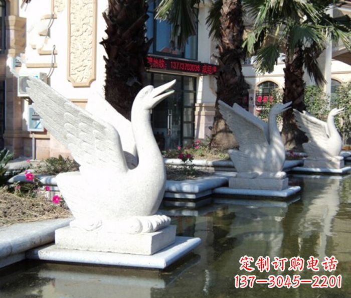 日照小区景观大理石天鹅喷泉石雕