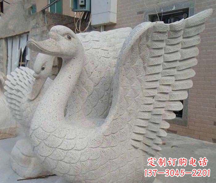 日照小区景观天鹅石雕喷泉