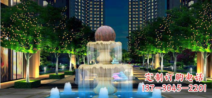日照小区石来运转风水球石雕喷泉