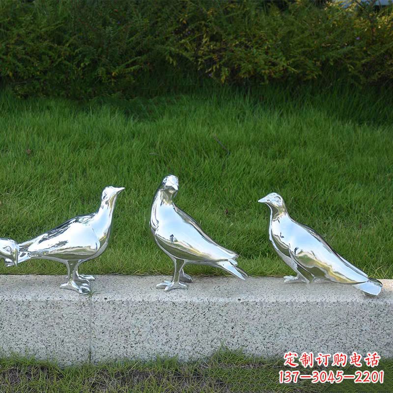 日照银白色不锈钢电镀鸽子雕塑摆件