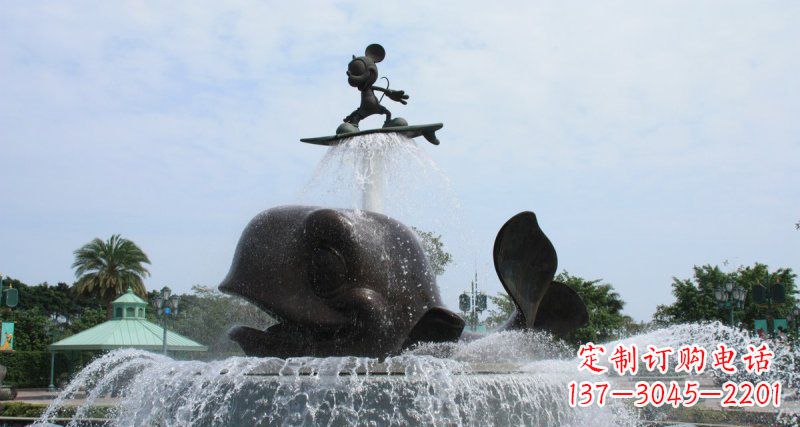 日照游乐园鲸鱼喷泉和米老鼠景观铜雕