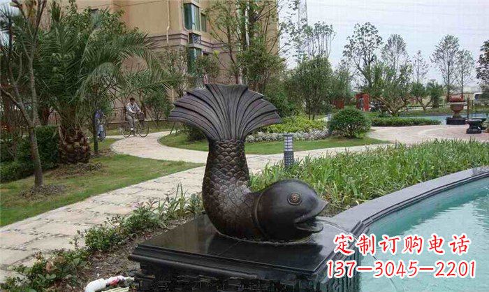 日照鱼式喷泉小区景观铜雕