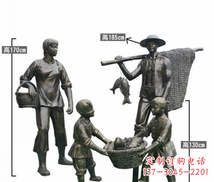 日照渔夫捕鱼民俗铜雕 (3)