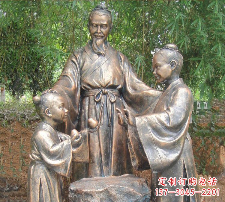日照寓言故事铜雕_孔融让梨