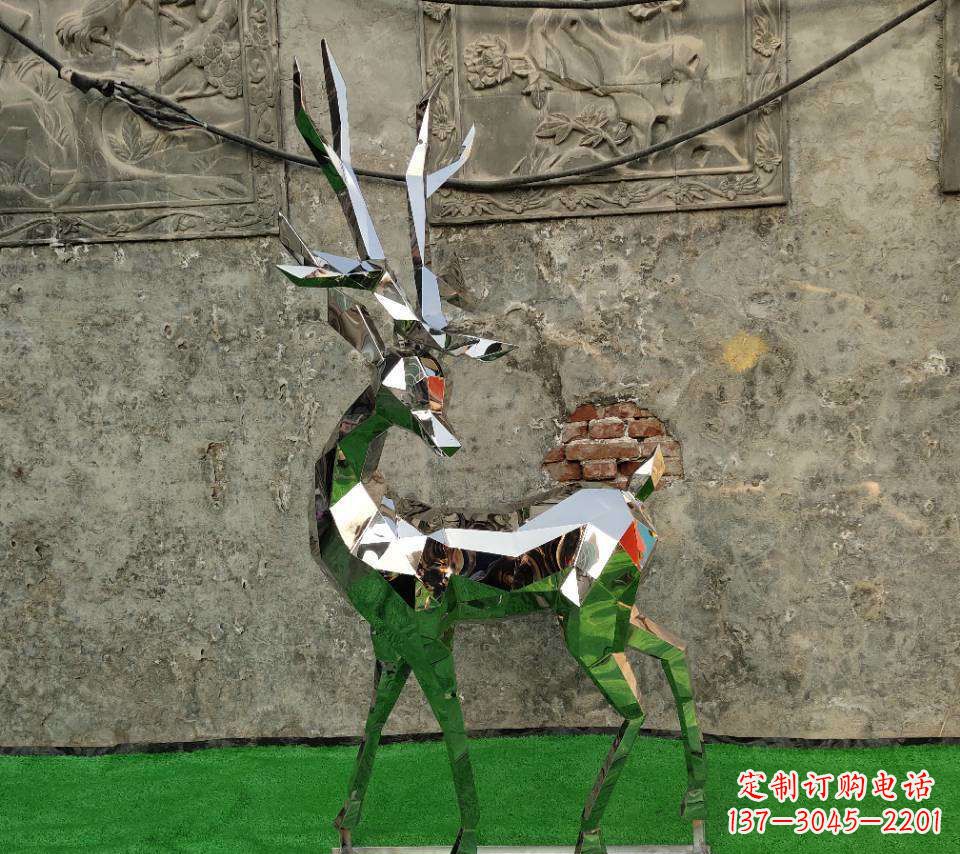日照园林不锈钢抽象小鹿雕塑