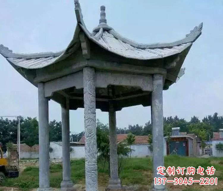 日照园林仿古六角凉亭景观石雕