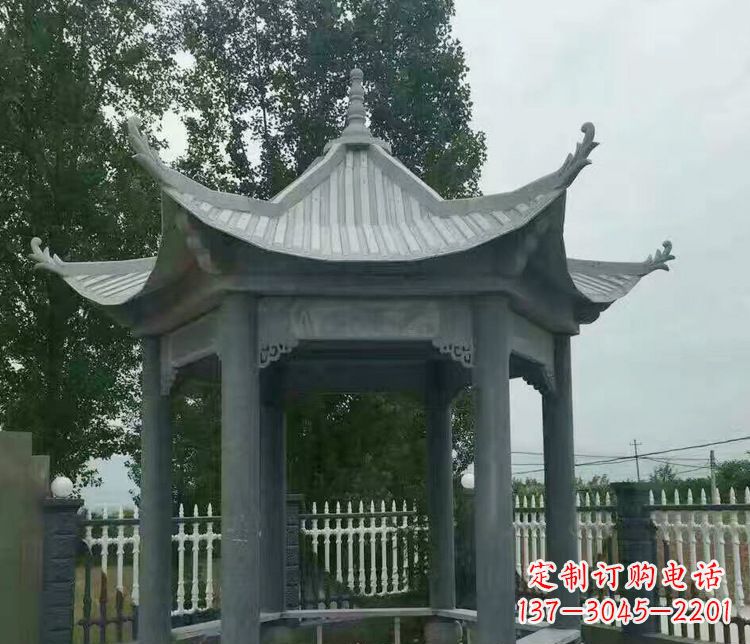 日照园林仿古石凉亭景观石雕 (2)