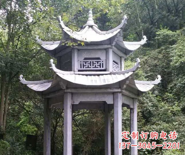 日照园林仿古石凉亭景观石雕 (3)