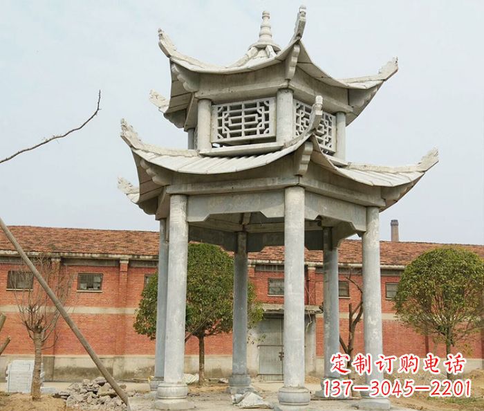 日照园林仿古双层石雕凉亭 (2)