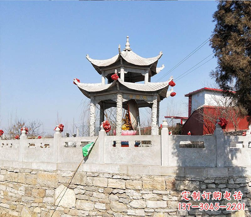 日照园林仿古双层石凉亭景观石雕 (3)