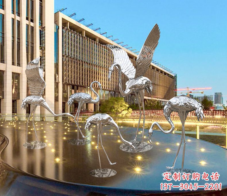 日照园林火烈鸟不锈钢雕塑