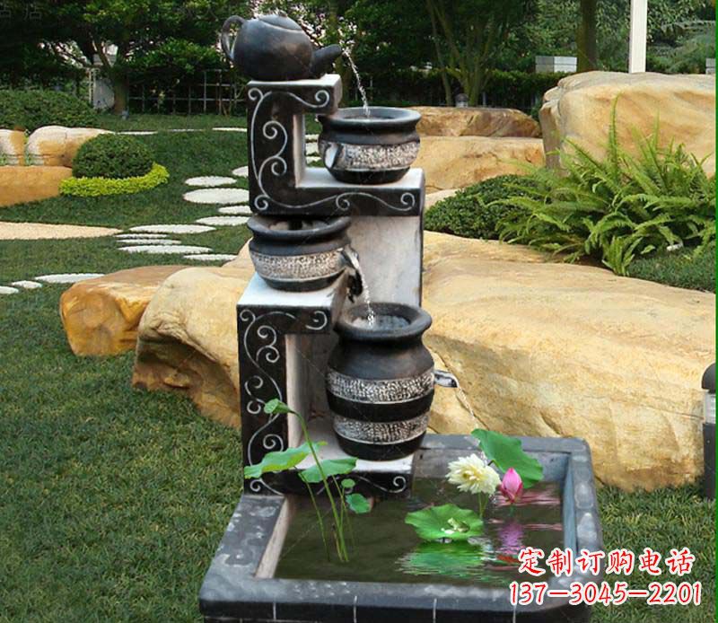 日照园林景观茶壶流水池石雕