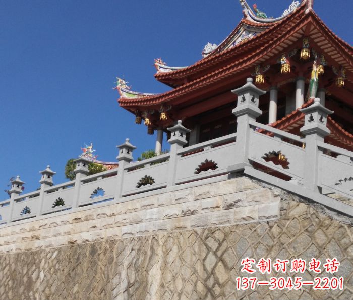 日照园林景观大理石镂空莲花石栏板