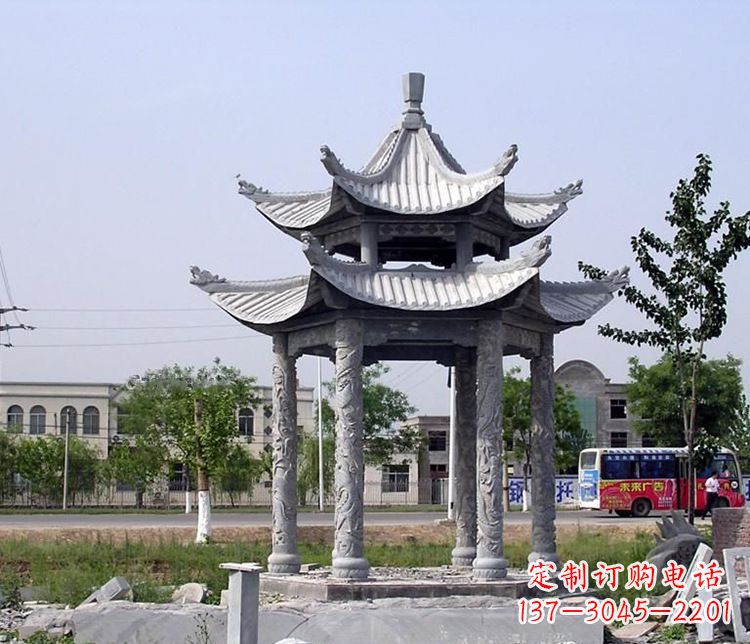 日照园林双层仿古凉亭石雕
