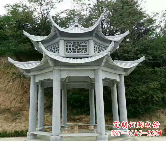 日照园林双层凉亭石雕 (2)