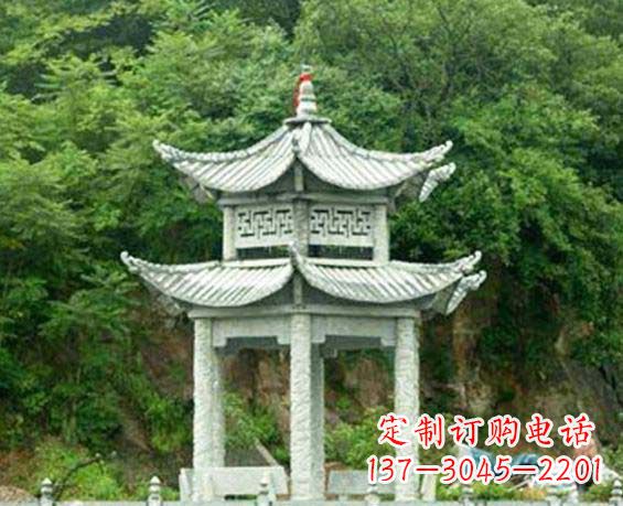 日照园林双层六角石凉亭景观石雕