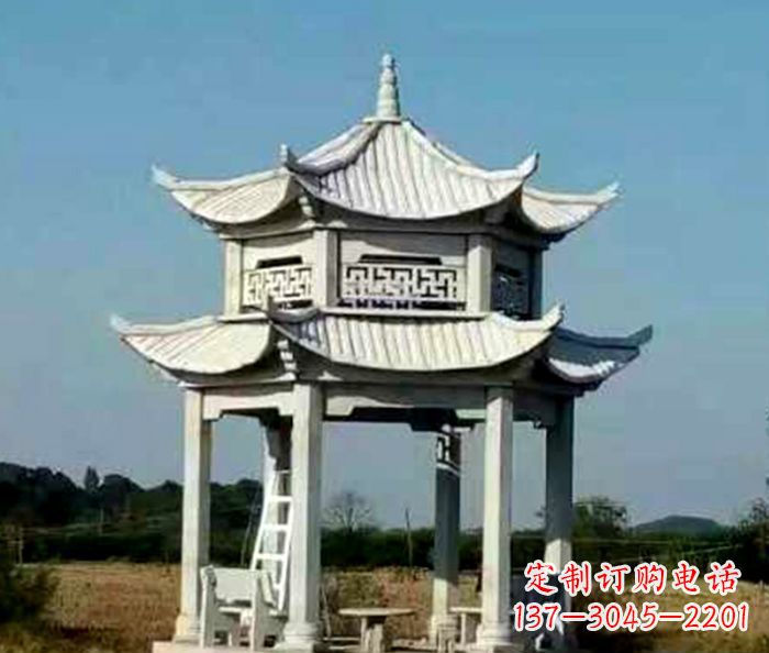 日照园林双层石雕凉亭 (2)