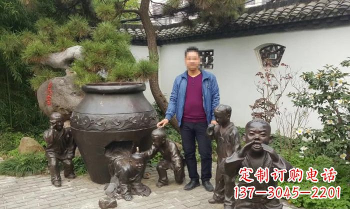 日照园林司马光砸缸铜雕 (2)
