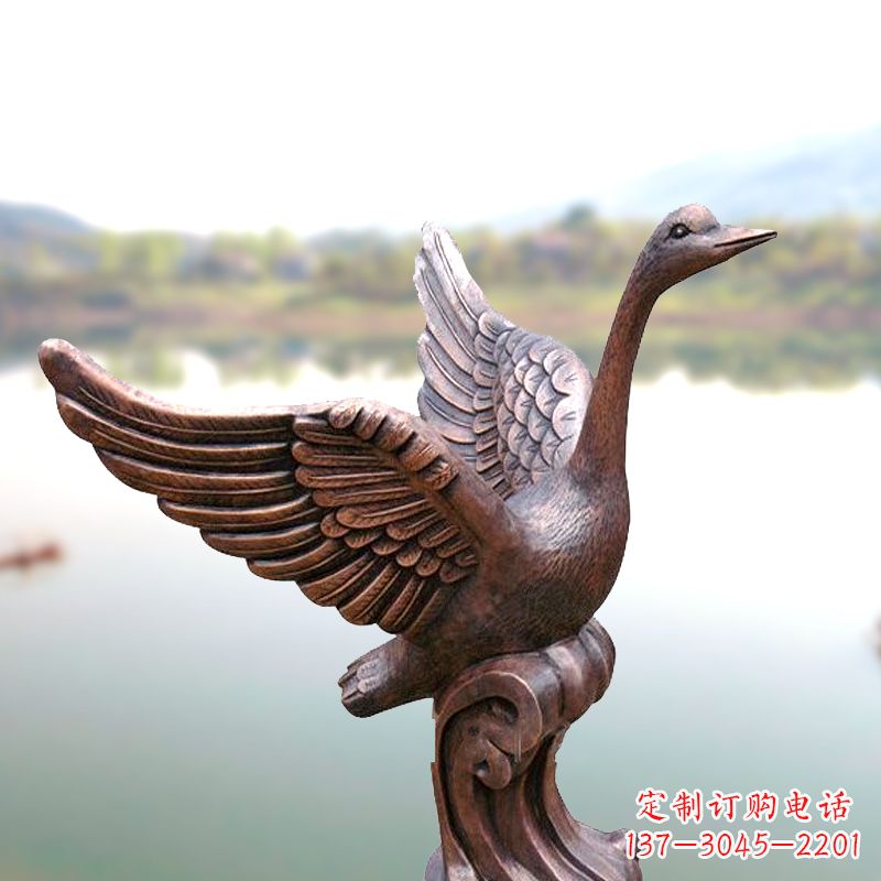 日照铸铜天鹅景观摆件