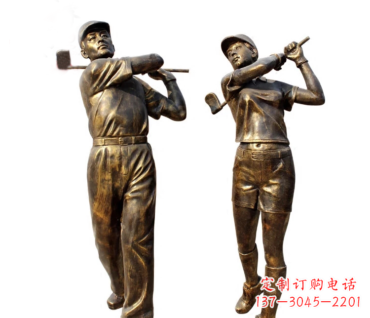 日照公园打高尔夫人物铜雕