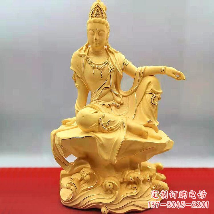 日照自在观音纯铜镀金雕塑