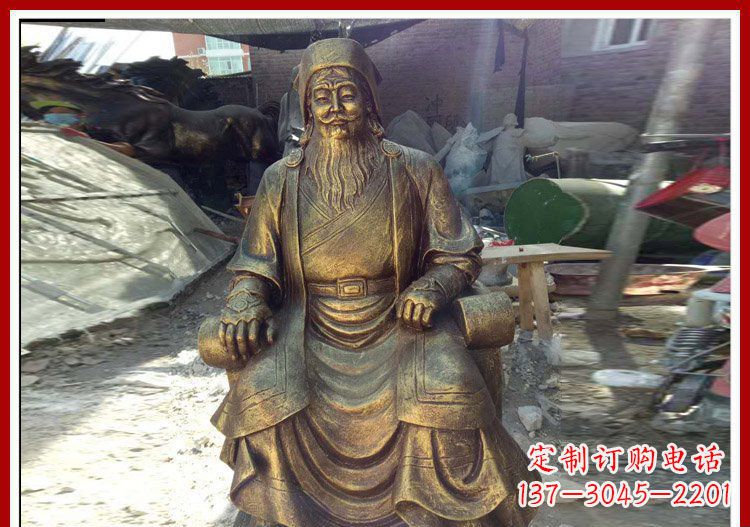 日照坐式成吉思汗铜雕